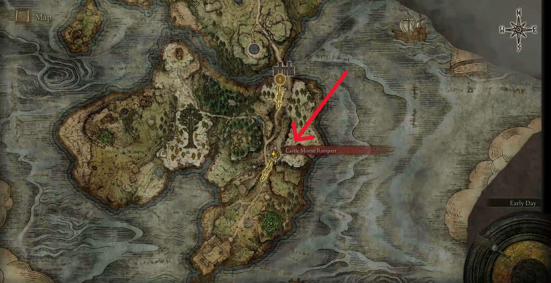 Anello Elden con posizione del Grande Guscio di Tartaruga