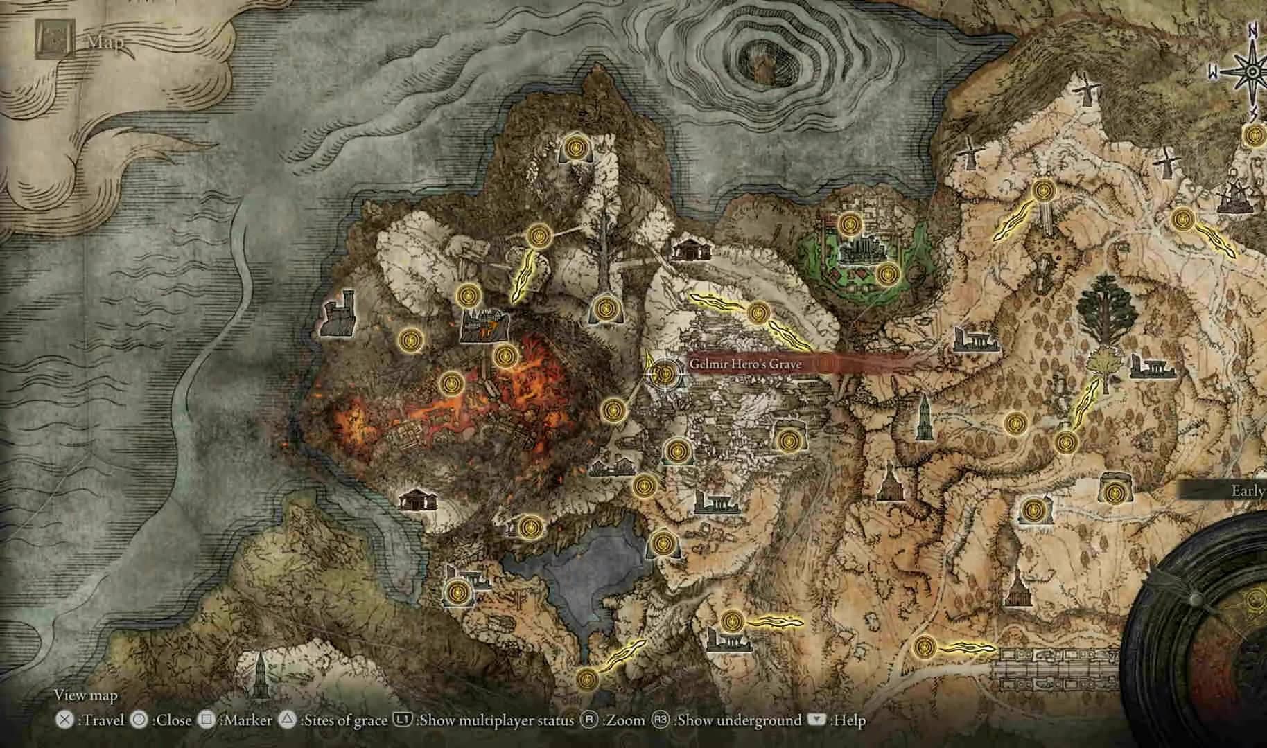 Posizione della tomba dell'eroe Gelmir