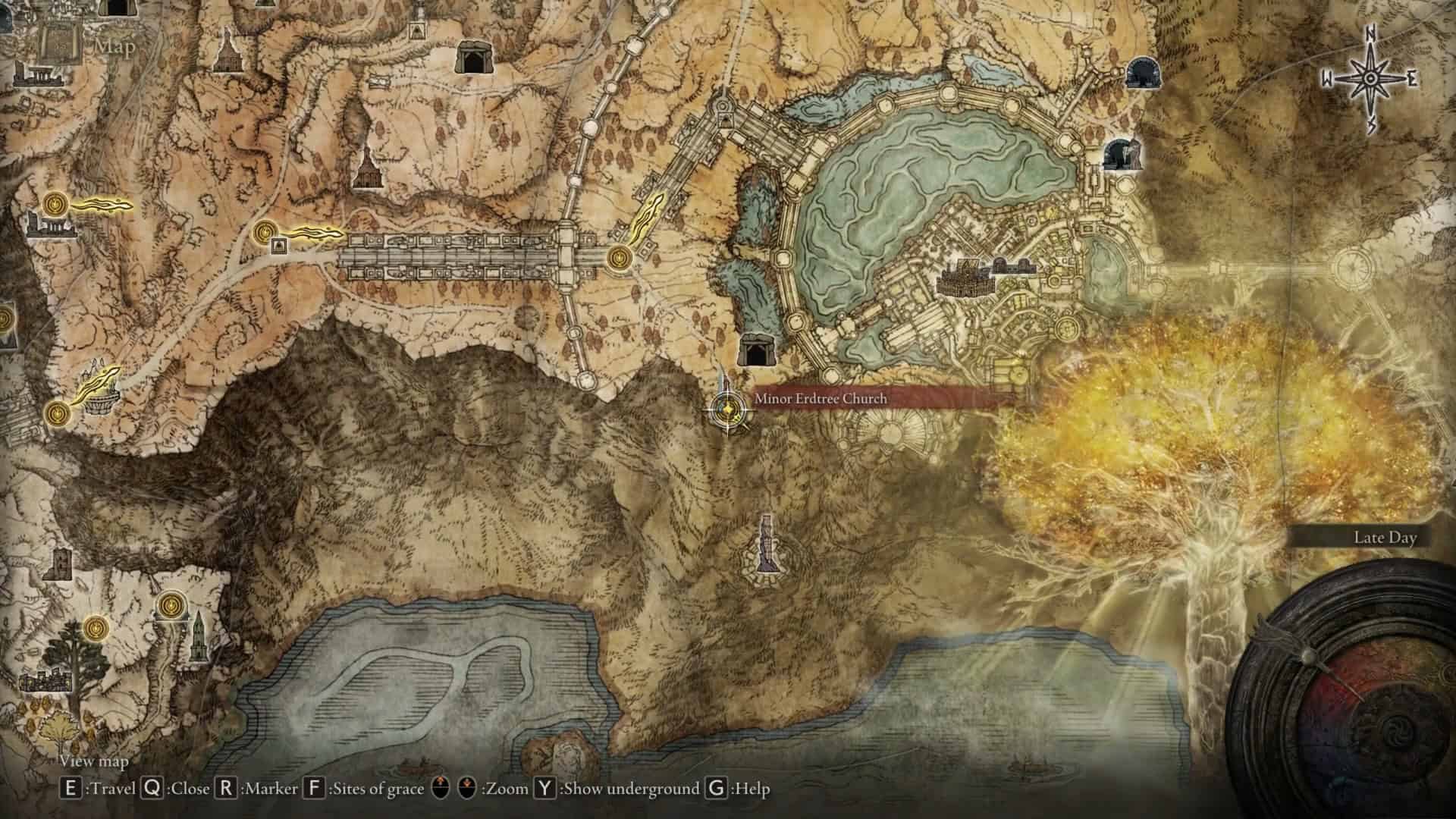 Posizione della chiesa minore di Erdtree