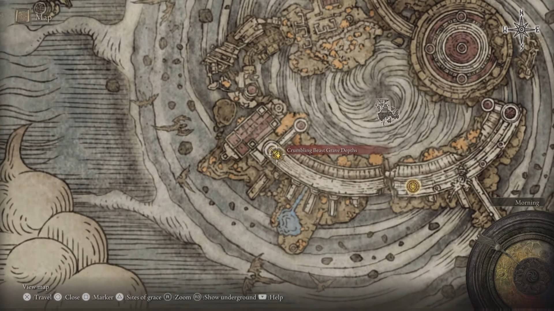 Posizione delle profondità della tomba della bestia fatiscente