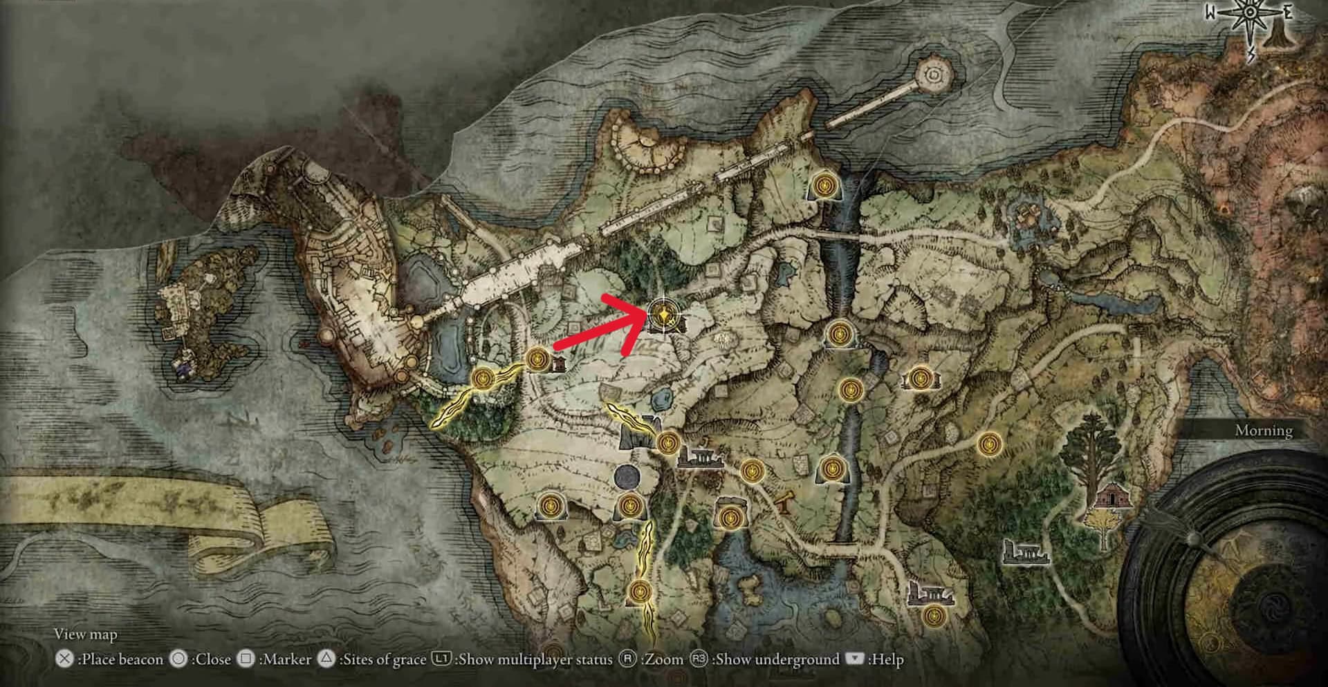 Posizione dell'uccello della morte a Limgrave