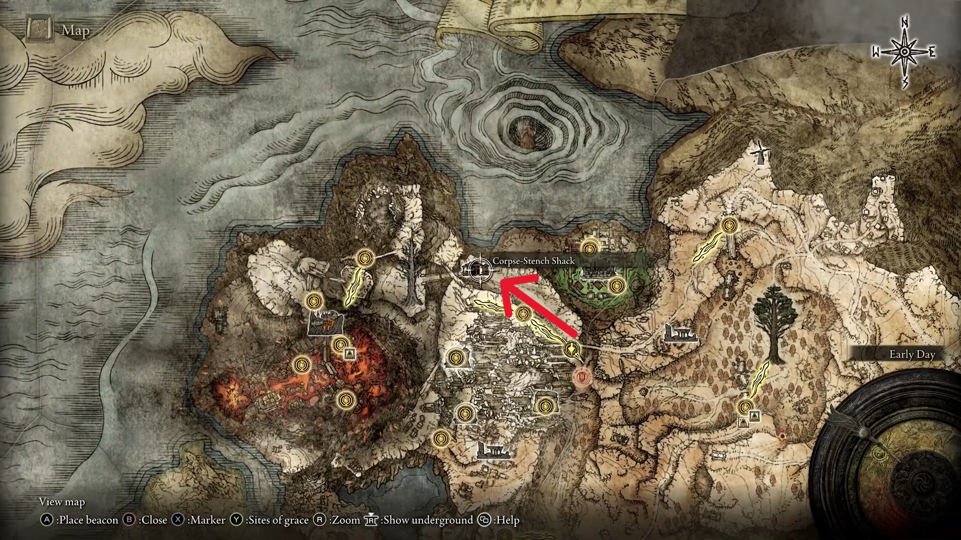 Posizione della Capanna Puzzolente di Cadaveri