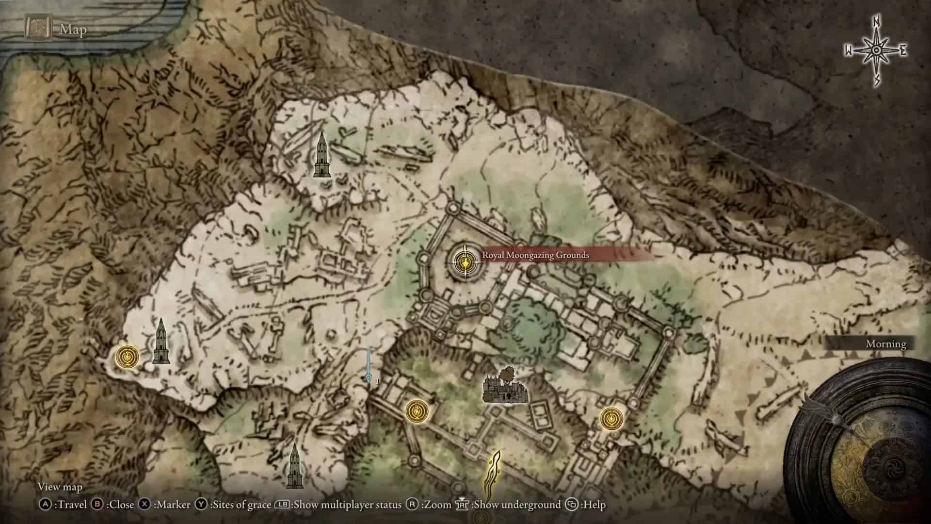 posizione dei giardini reali per l'osservazione della luna