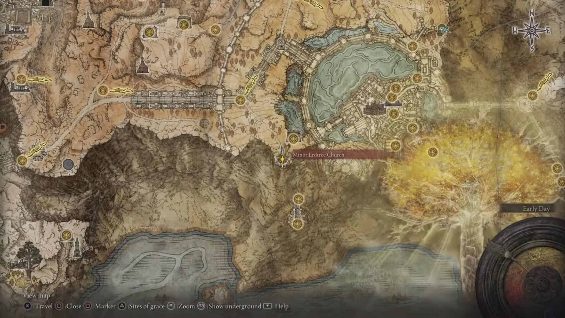 Posizione della chiesa minore di Erdtree