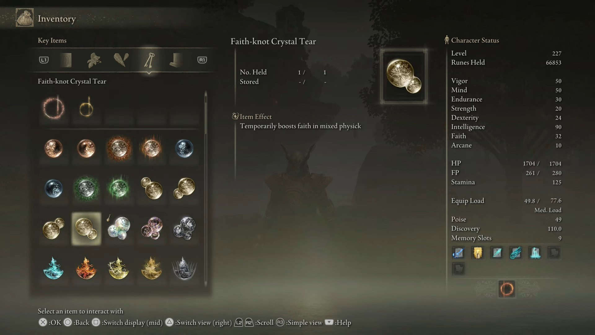 Statistiche di Lacrima di cristallo del Nodo di fede