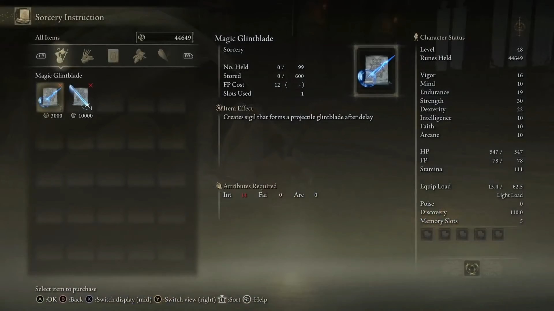 Statistiche della lama magica