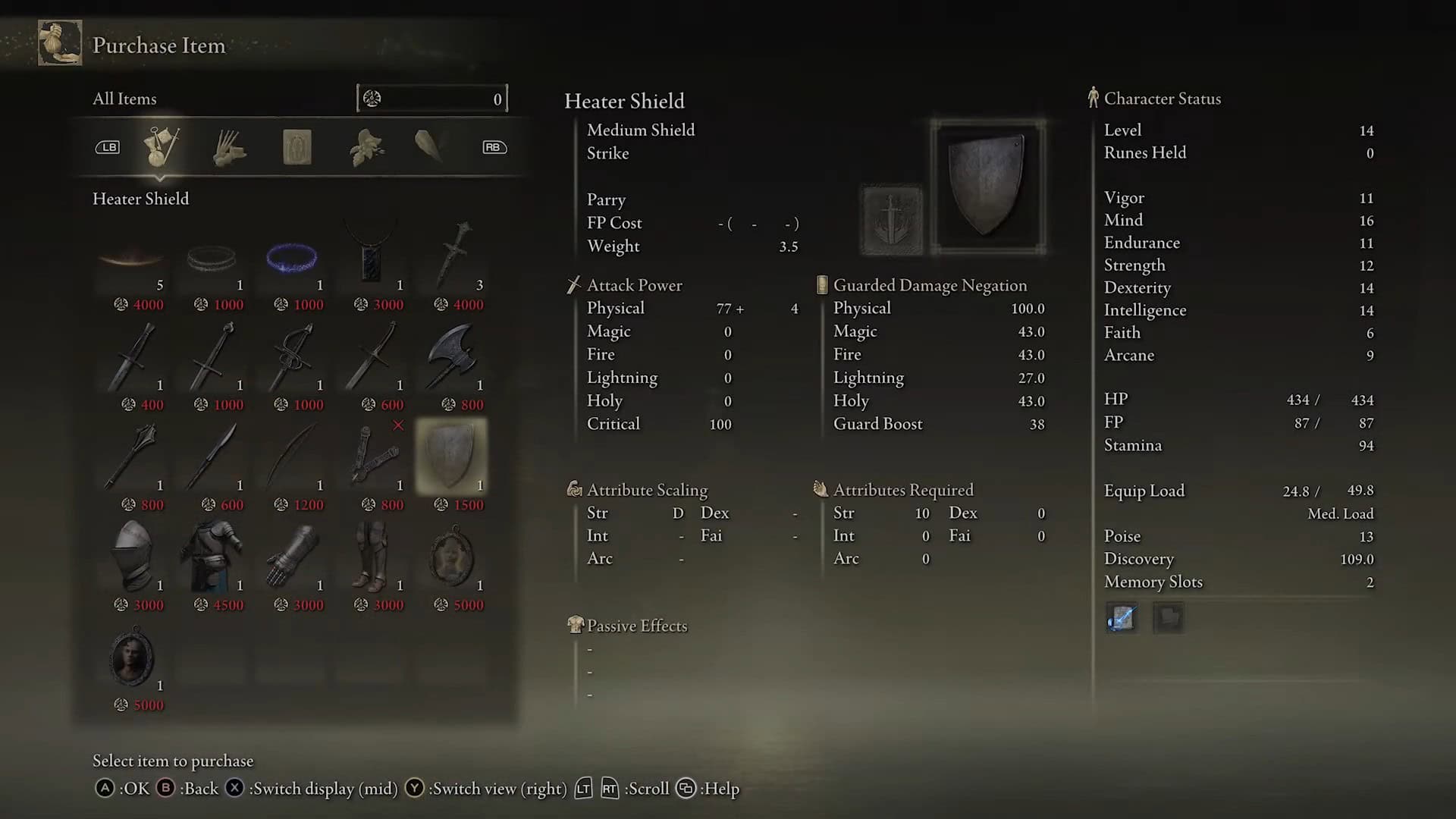 riscaldatore scudo statistiche anello elden