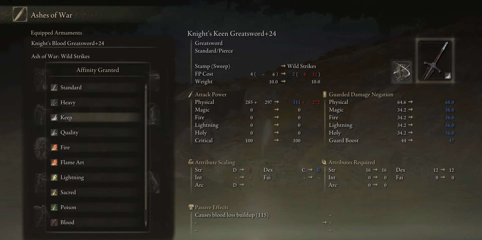 applicare l'affinità con la lama di ferro