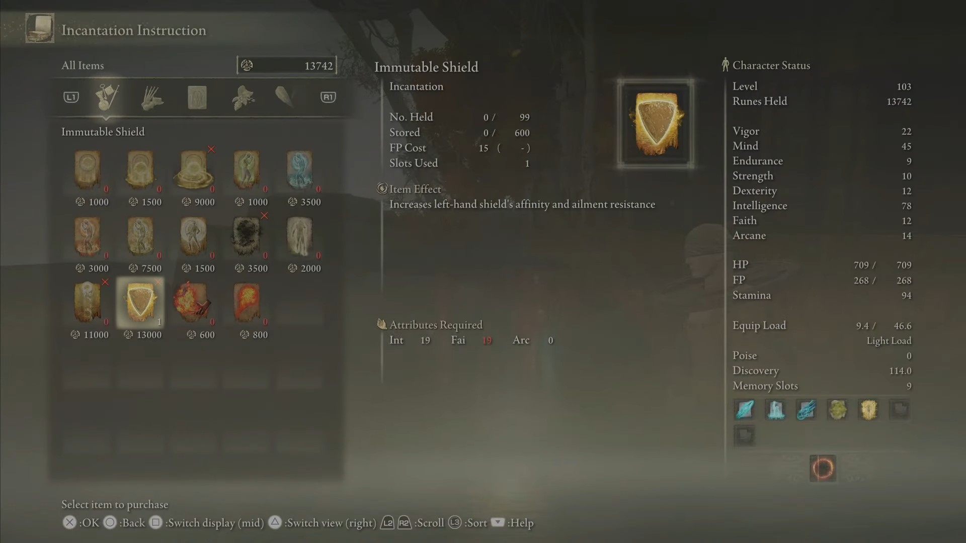 Anello Elden con statistiche dello Scudo Immutabile