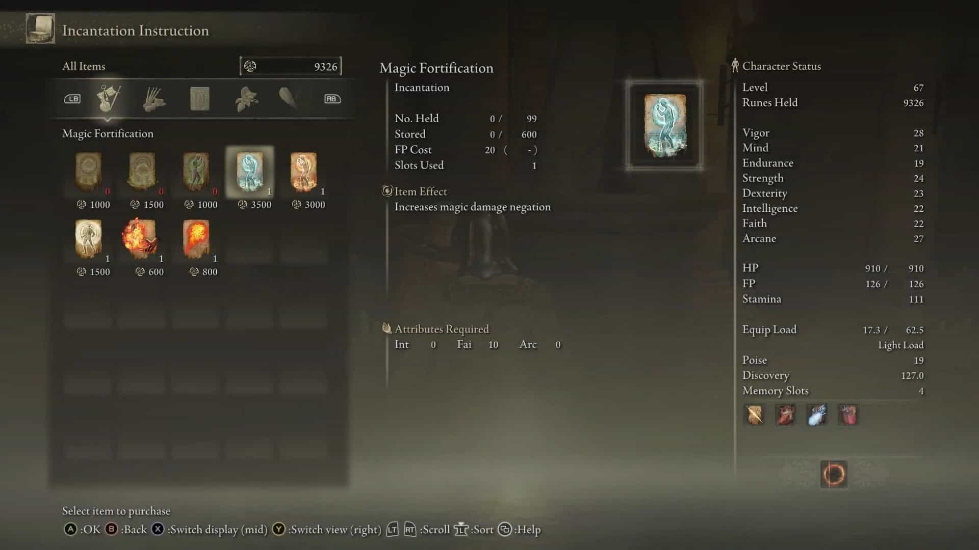 Statistiche della fortificazione magica