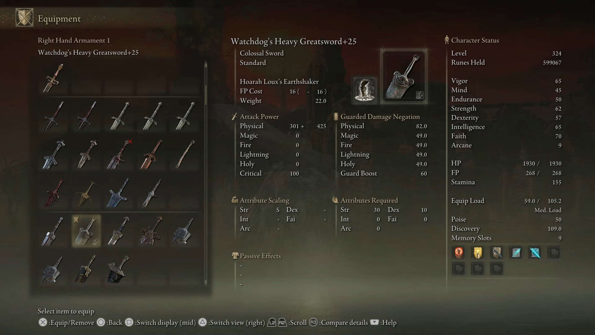 Statistiche dello spadone del cane da guardia