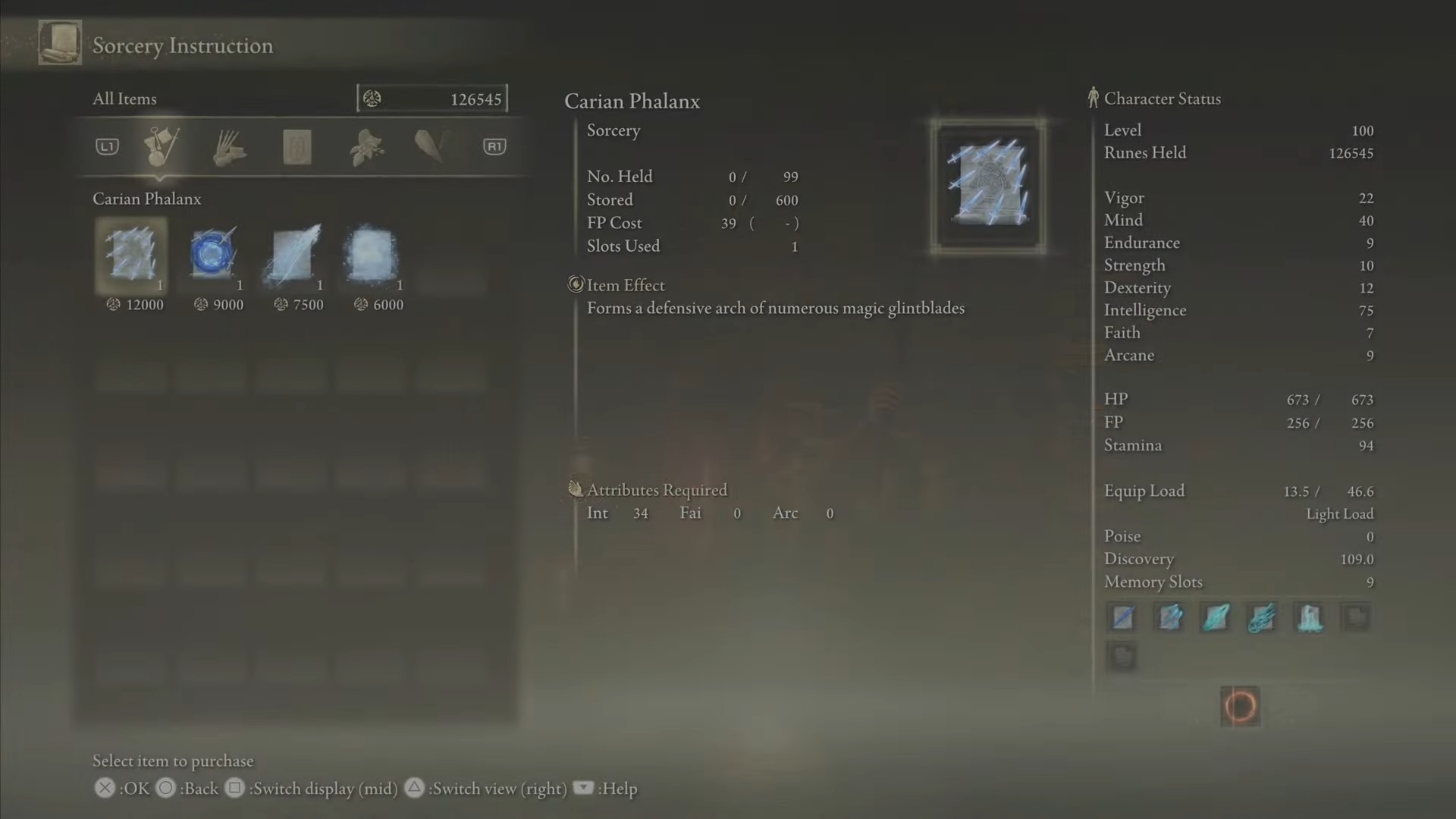 Statistiche della Falange Carian