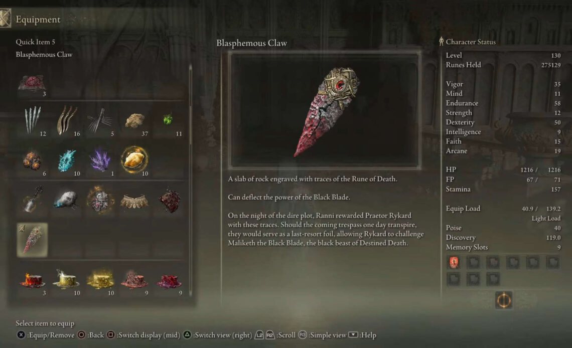 Blasphemous Claw elden ring