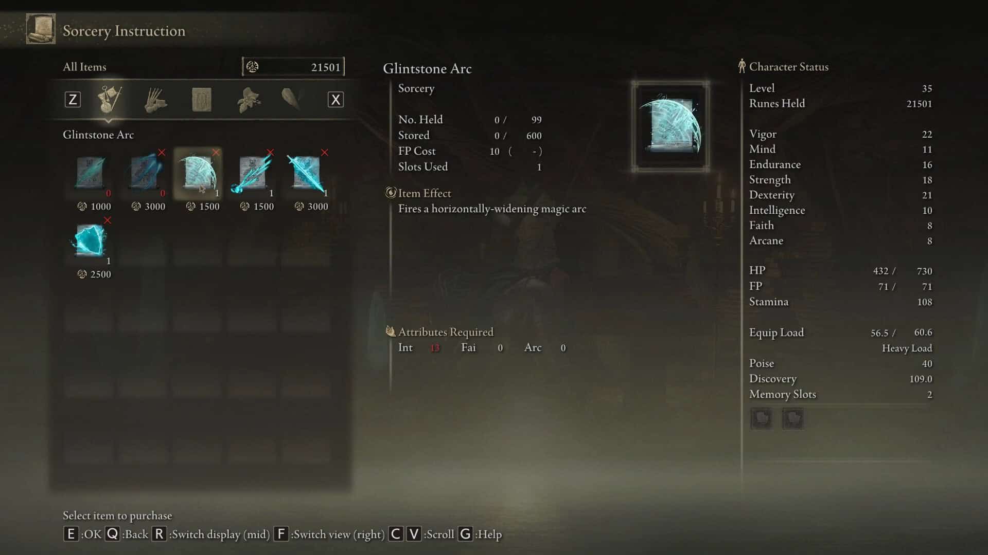 Statistiche dell'Arco di Glintstone