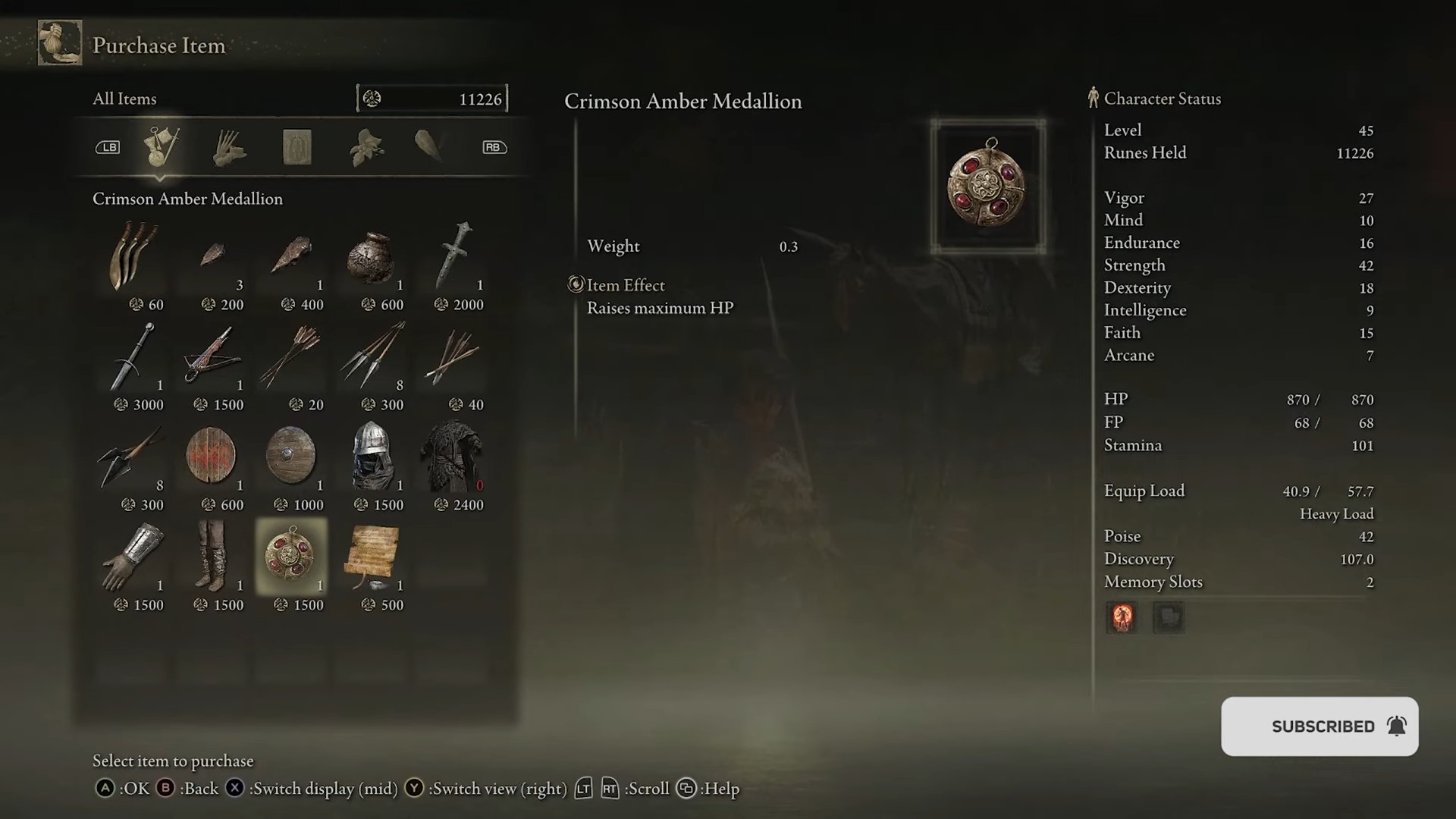 Acquisto del medaglione di ambra cremisi