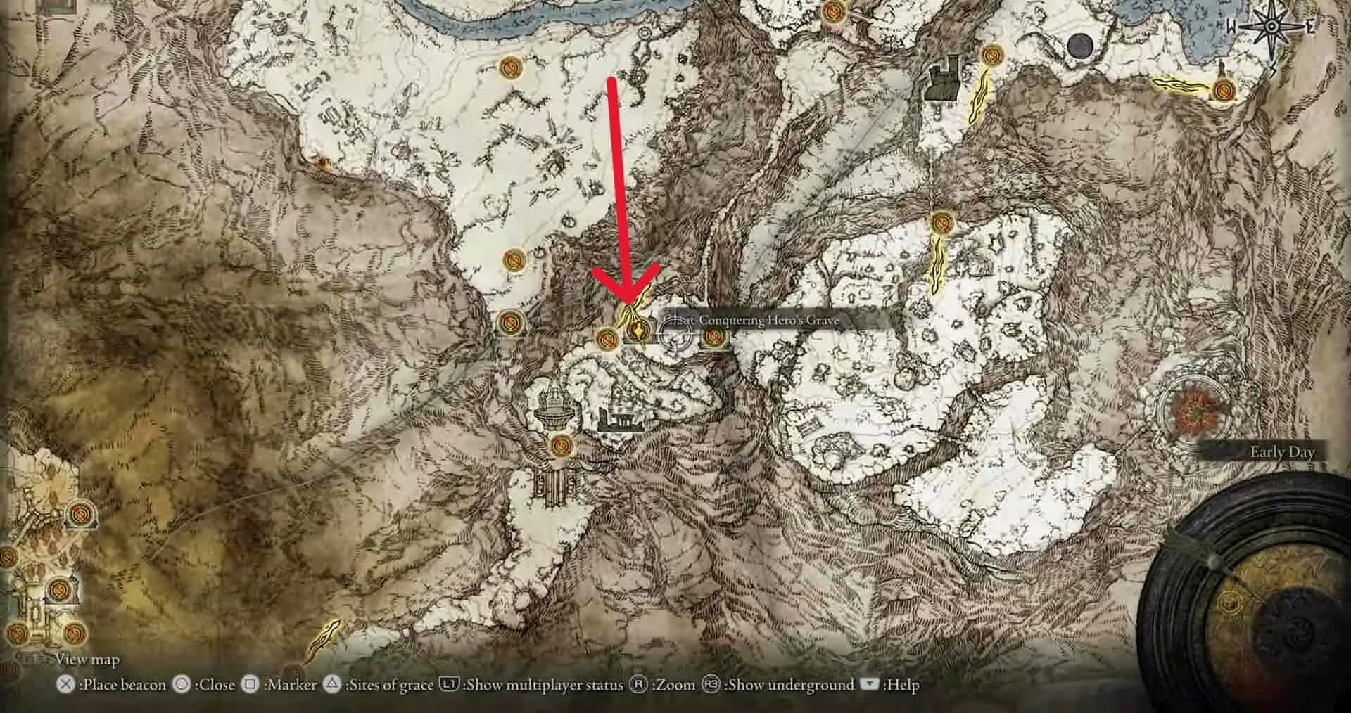 Posizione della tomba dell'eroe gigante conquistatore