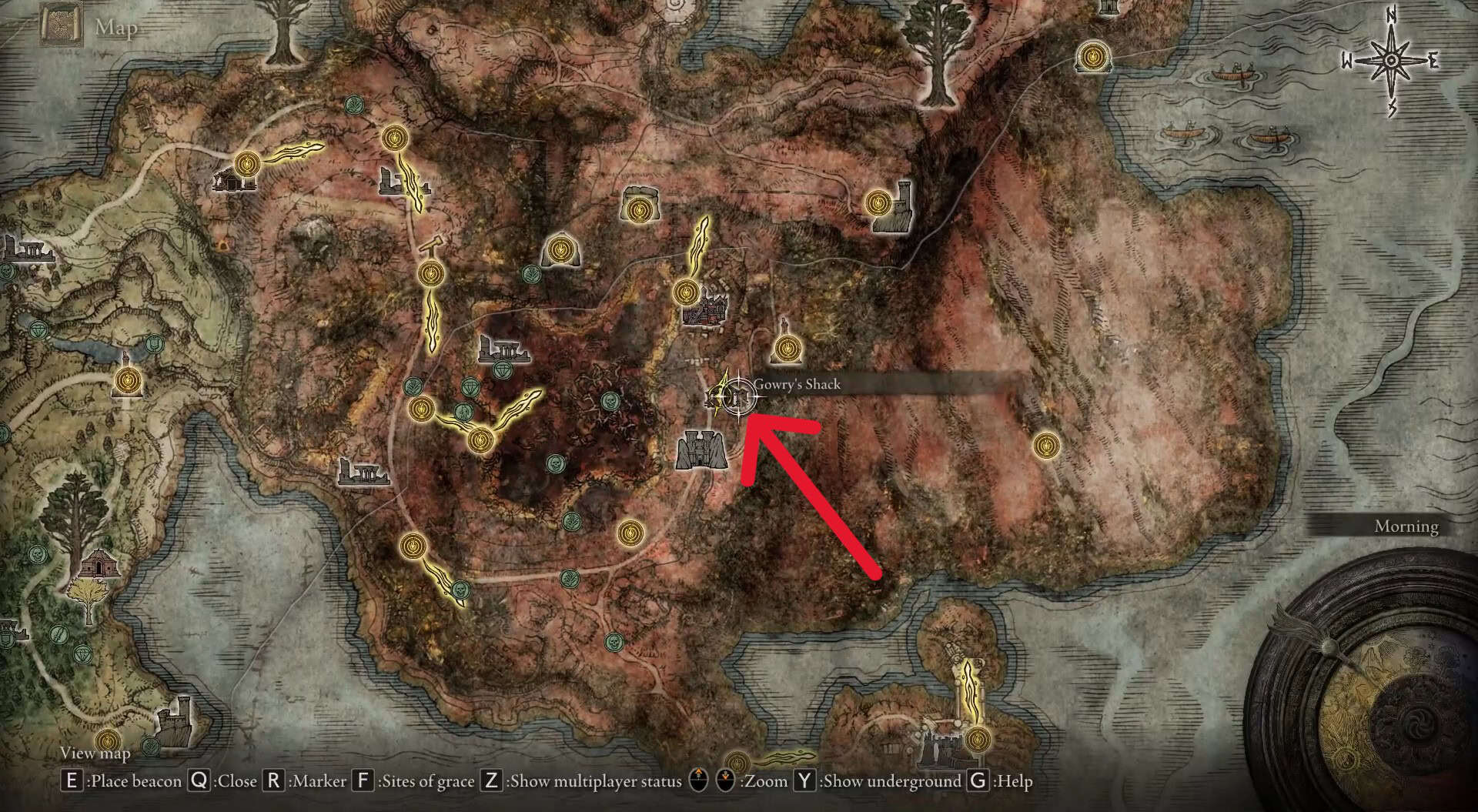 Posizione della baracca di Gowry