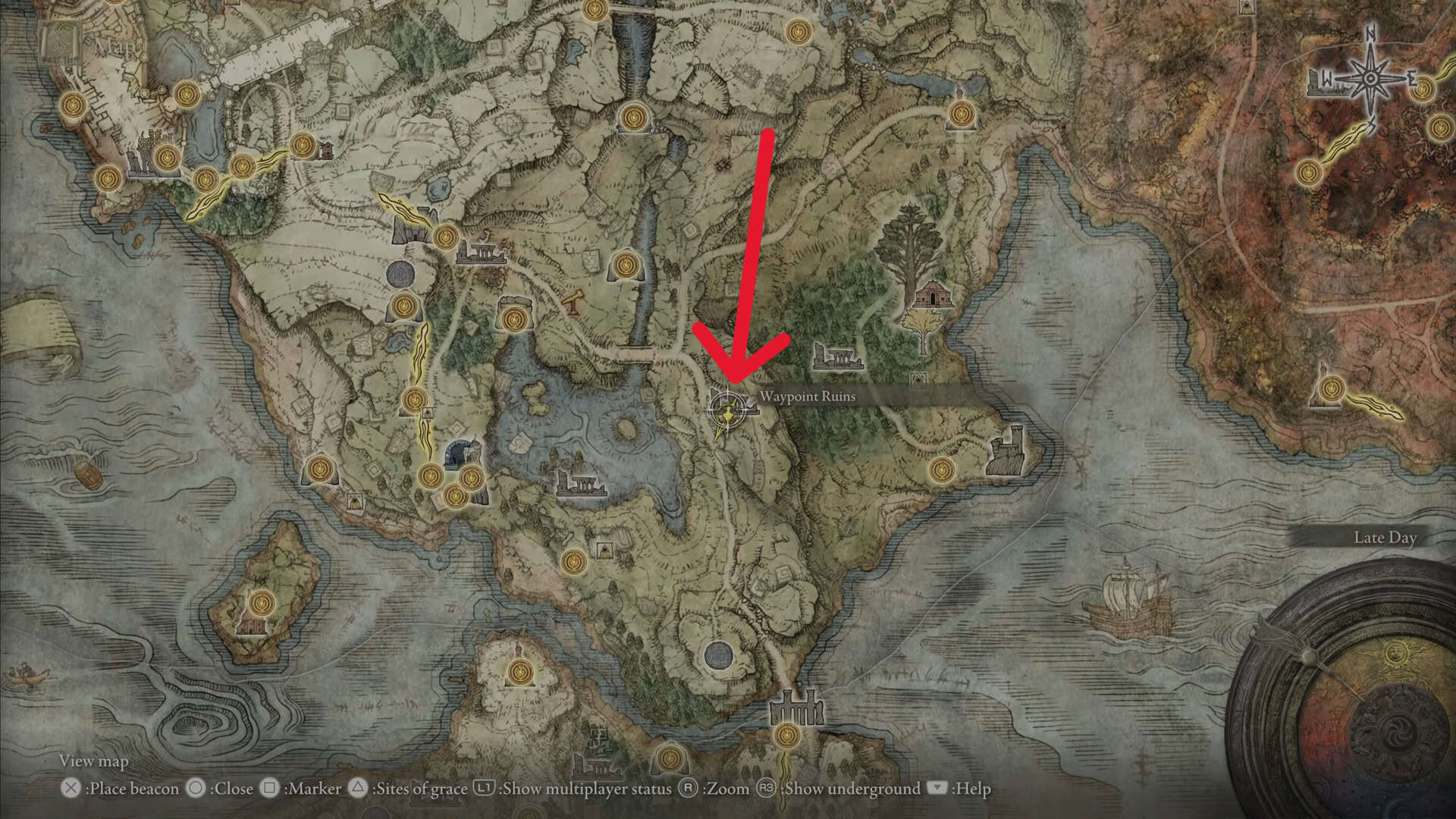 Posizione delle rovine del waypoint