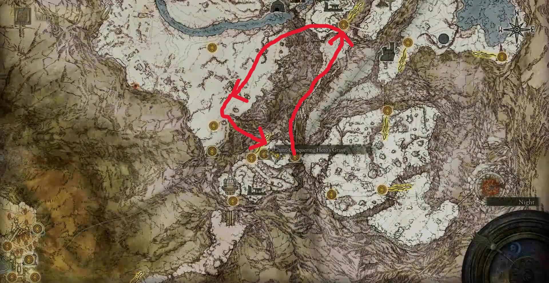 Posizione della tomba dell'eroe gigante conquistatore