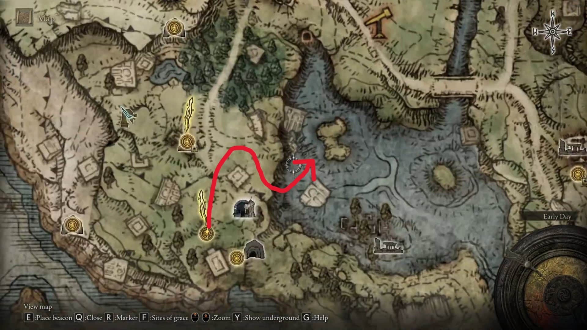 Posizione delle rovine bruciate dal drago