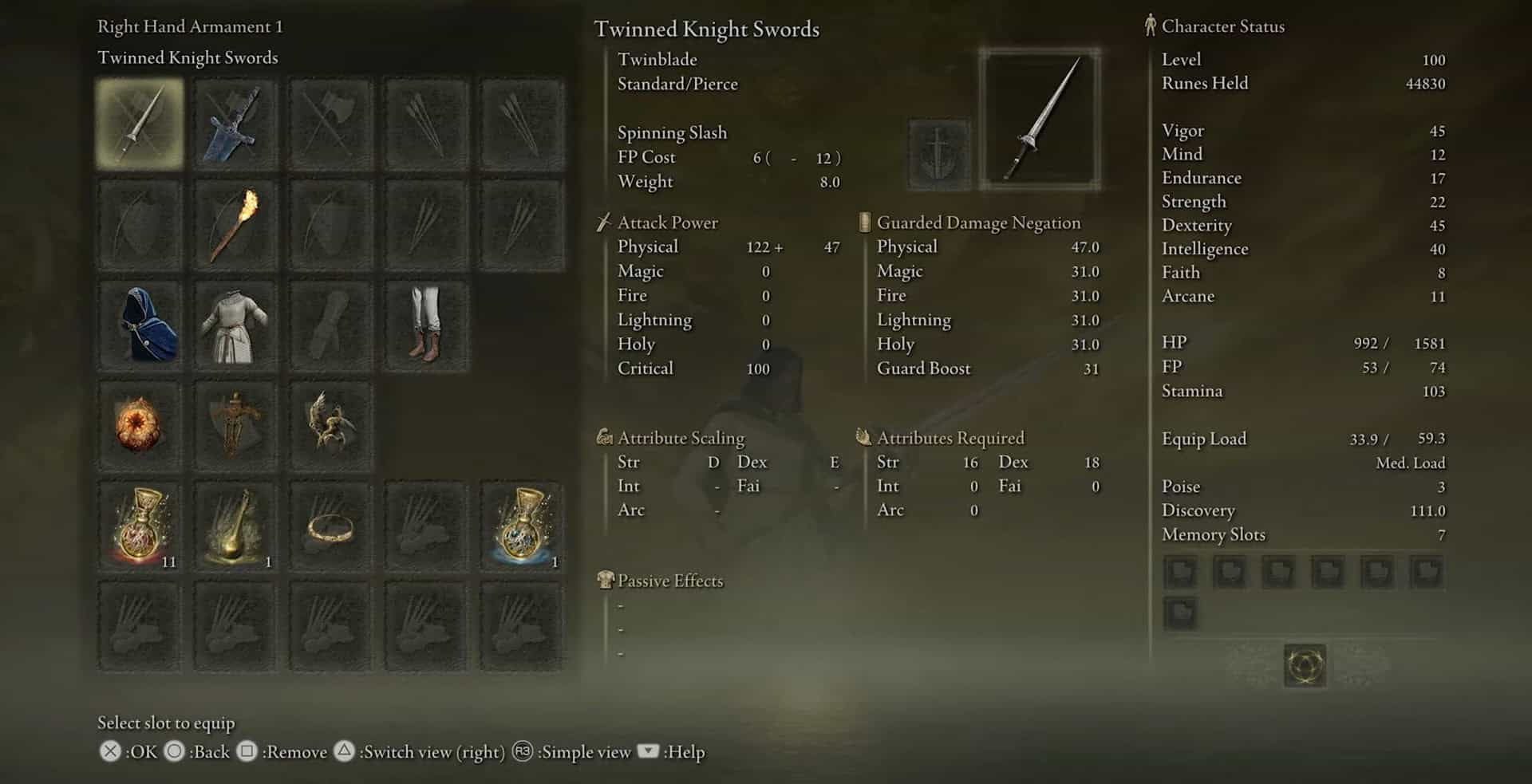 Statistiche delle spade del cavaliere gemelle