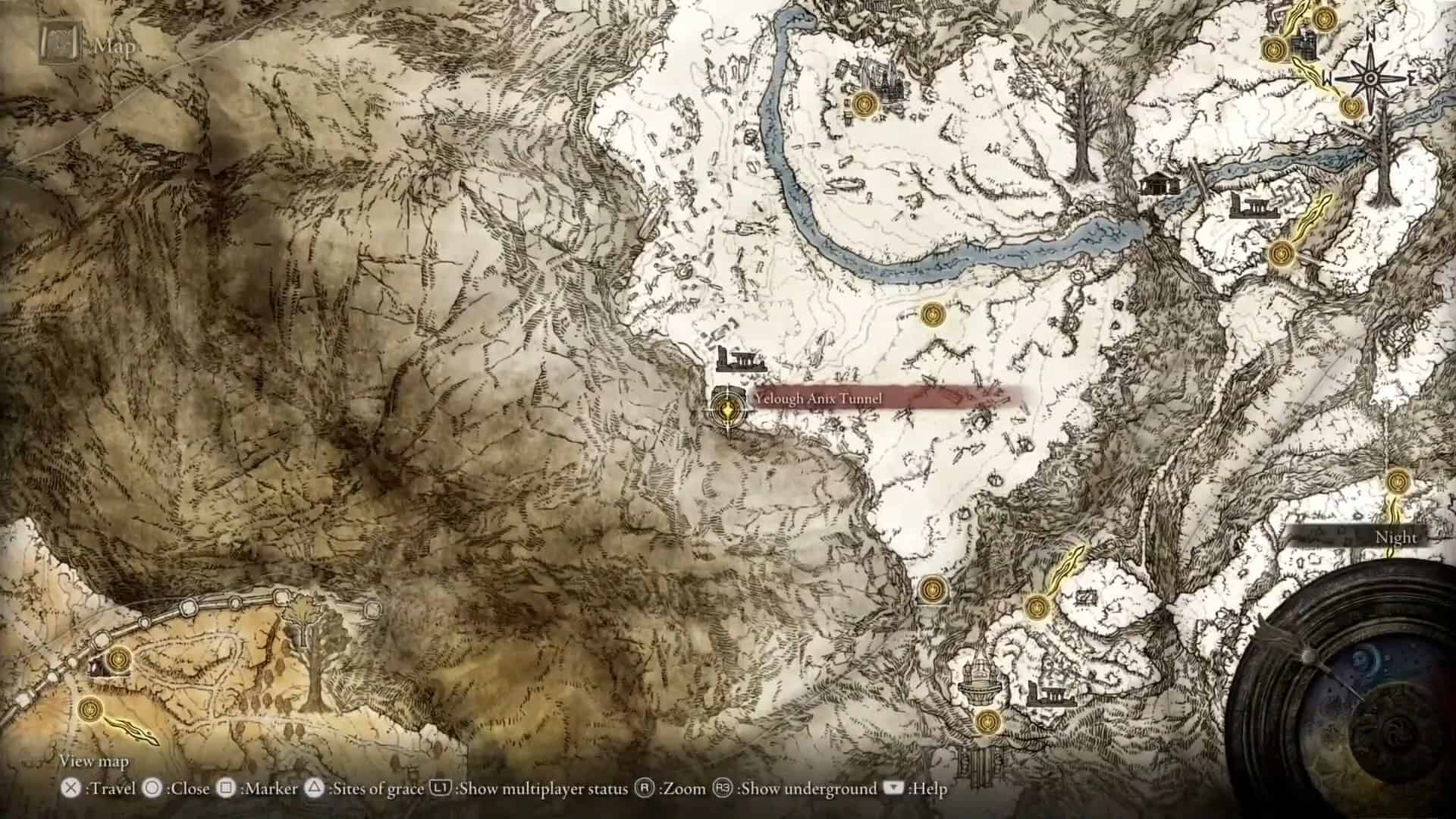 Posizione del tunnel Yelough Anix