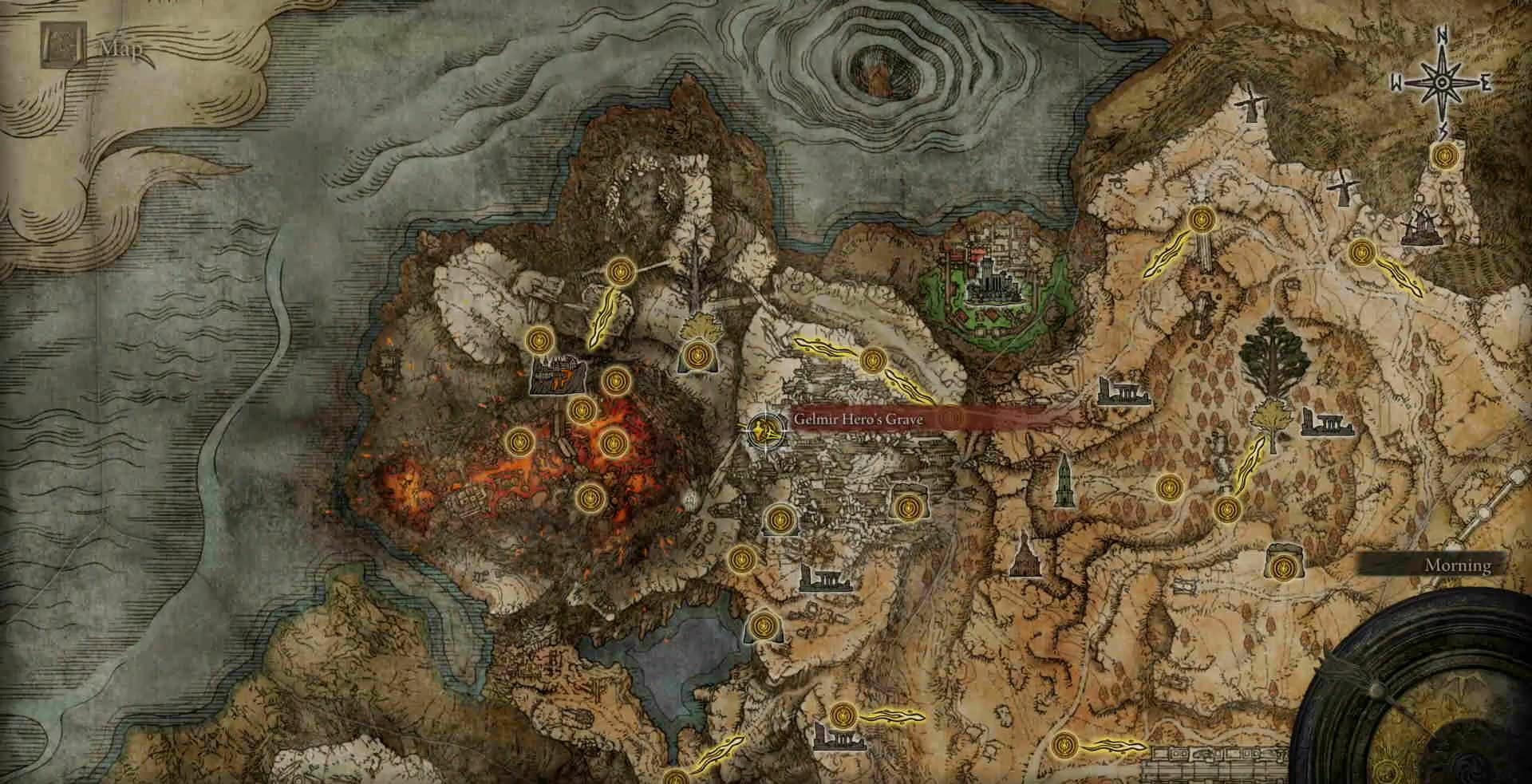 Posizione della tomba dell'eroe Gelmir