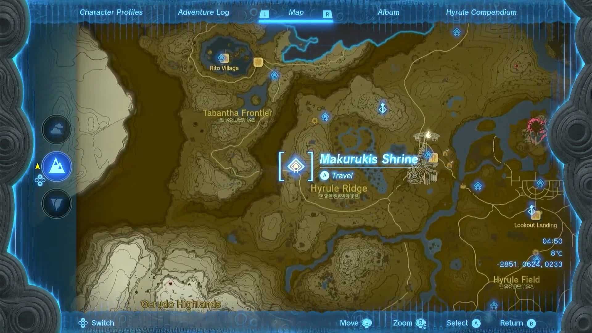 Posizione santuario mainches totk