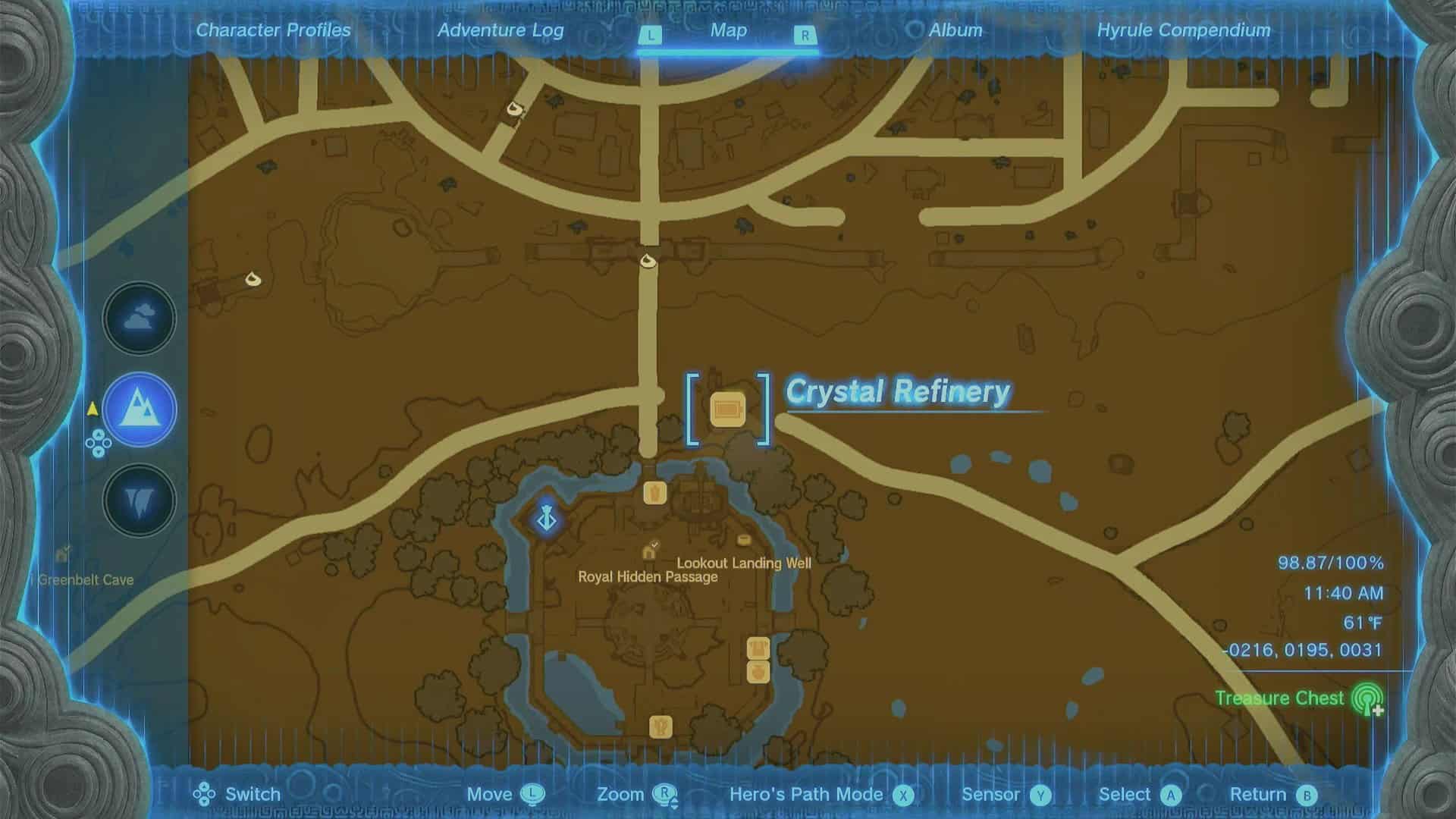 Posizione della raffineria di cristallo totk