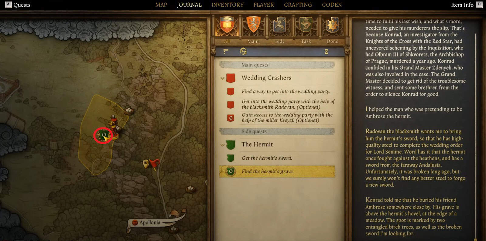 La posizione tomba di KCD2 HERMIT