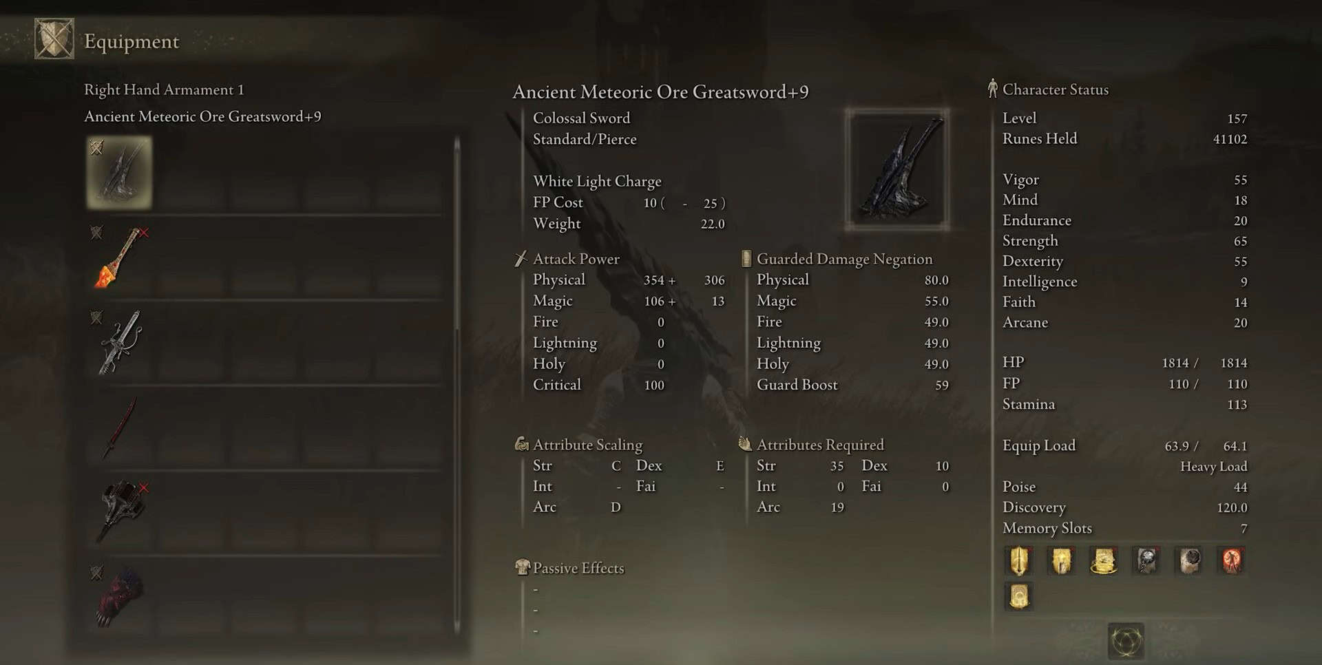 Ancient Meteorite Ore GreatSword Stats