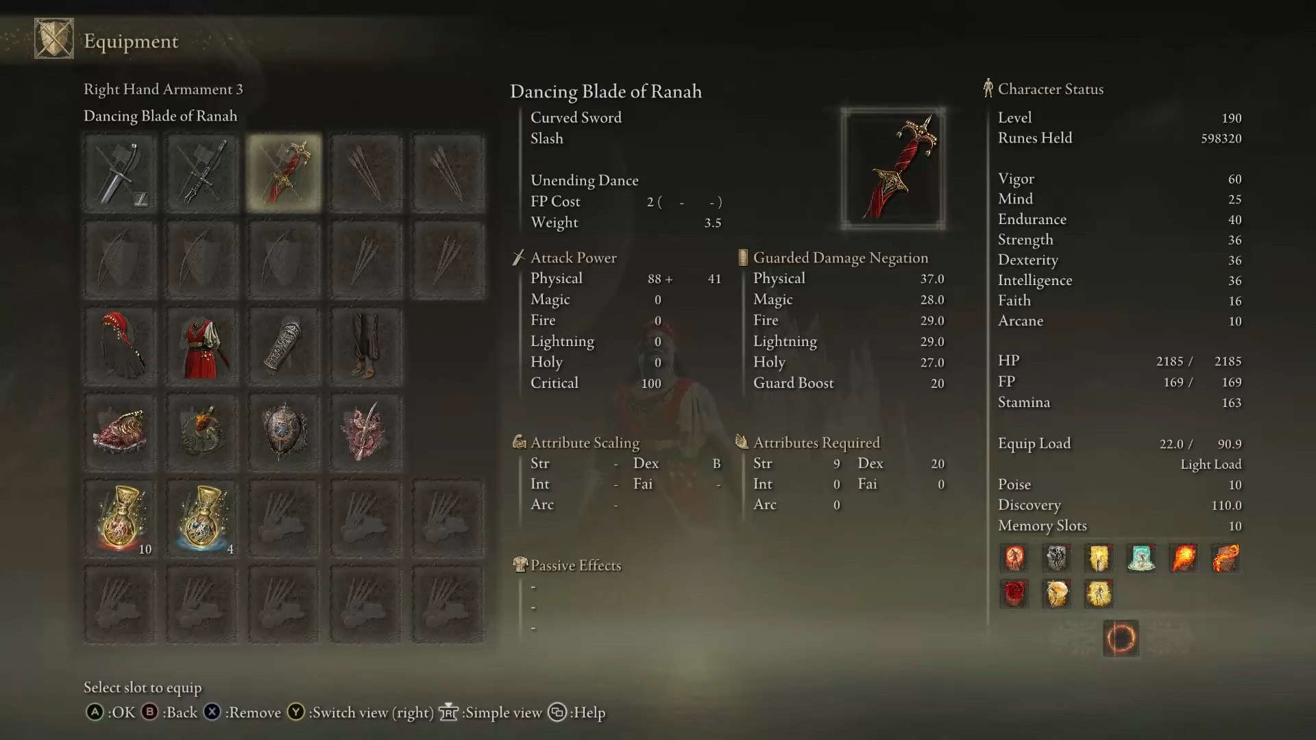 Blade di ballo di statistiche di Ranah