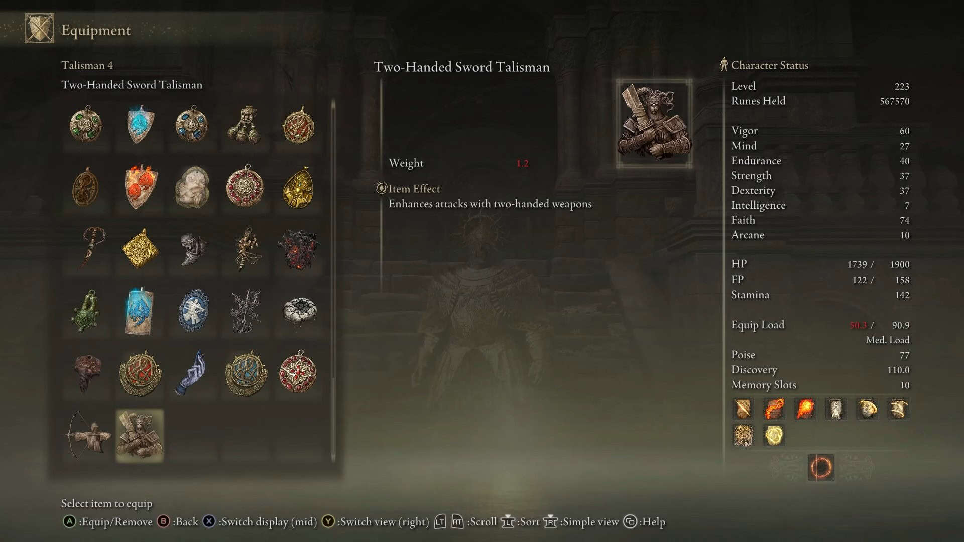 statistiche di talisman della spada a due mani