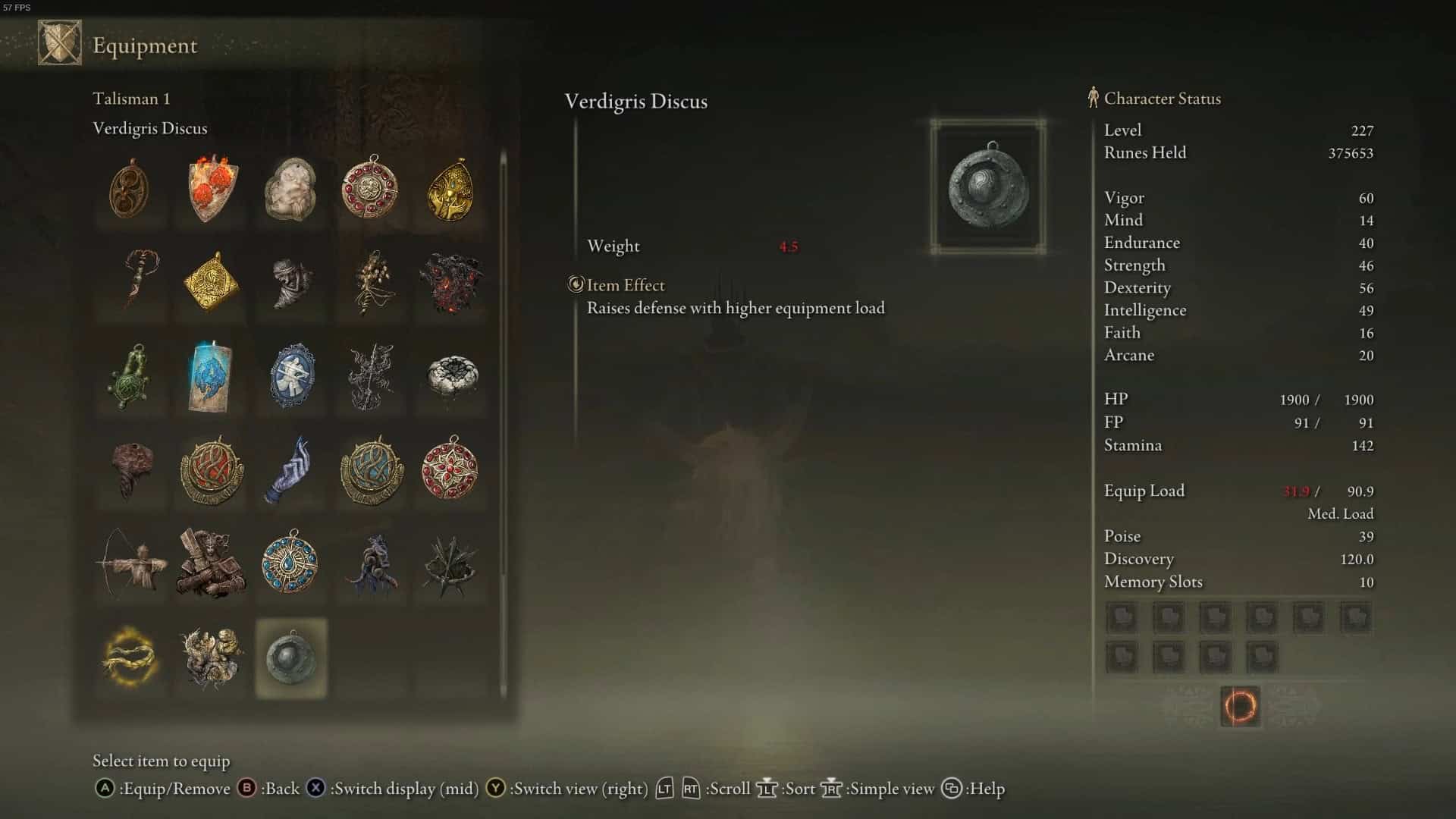 Verdigris Discus Stats