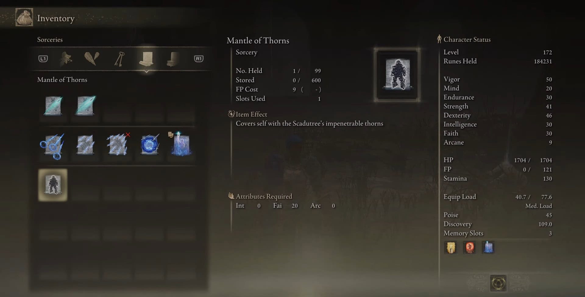 statistiche del mantello delle spine