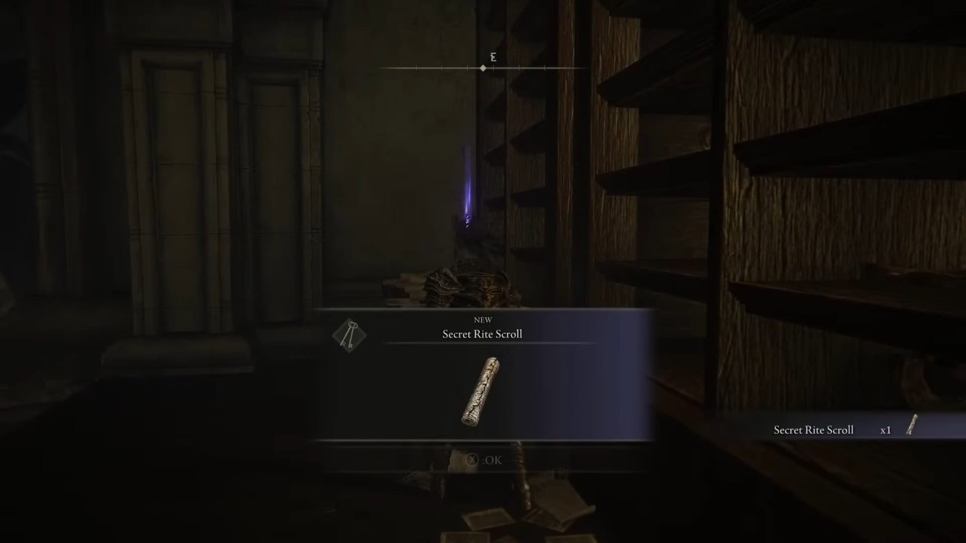 Posizione di scorrimento del rito segreto