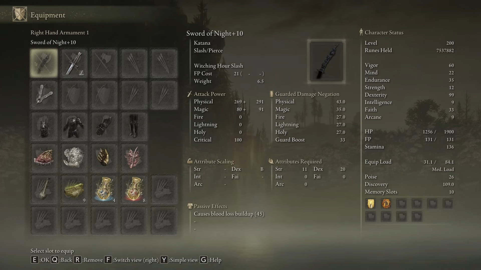 Spada delle statistiche notturne