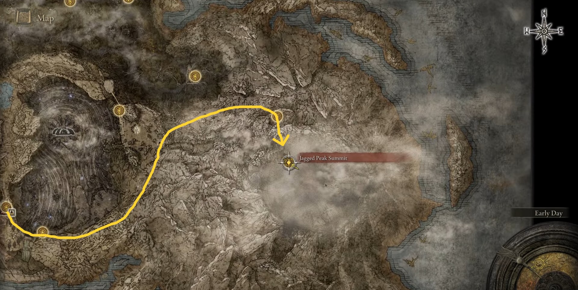 Posizione del vertice del picco frastagliato