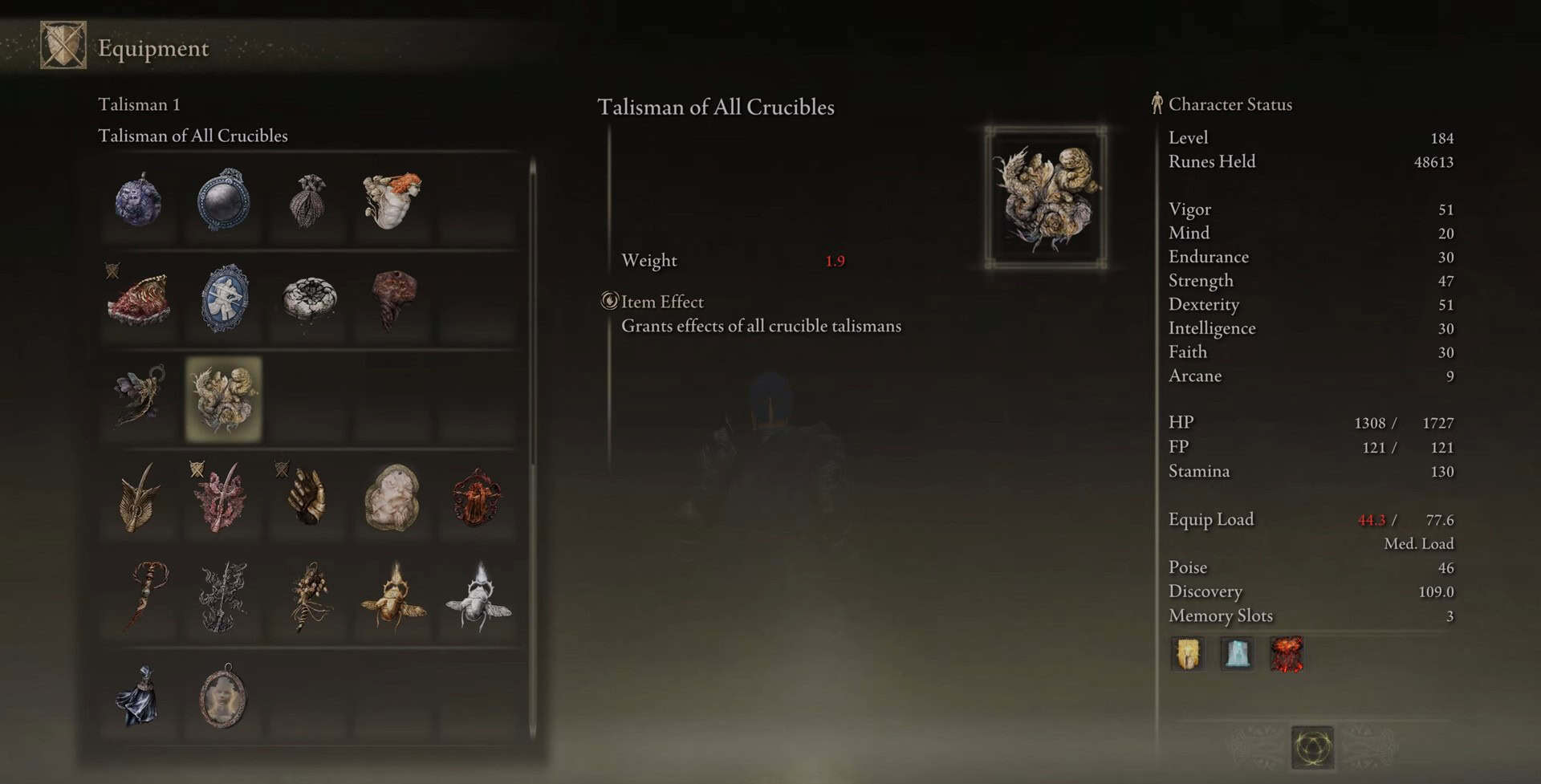 talismano di tutte le statistiche di crogioli