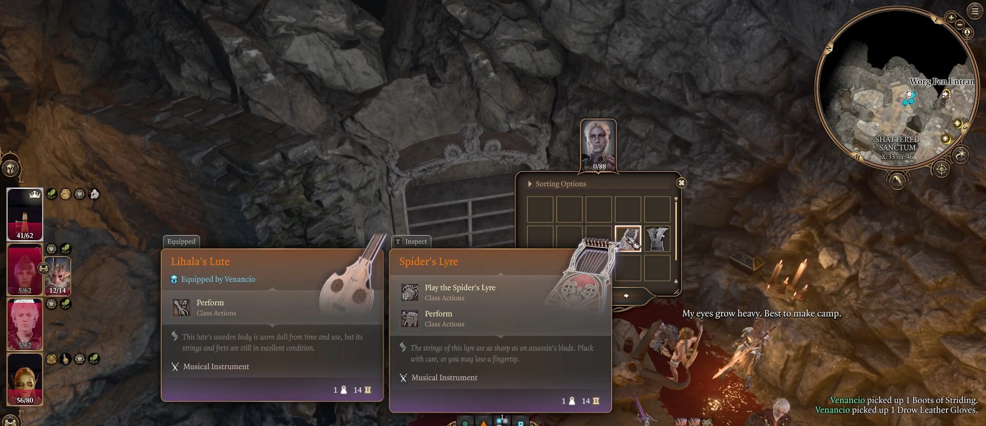 Posizione della lira di Spider