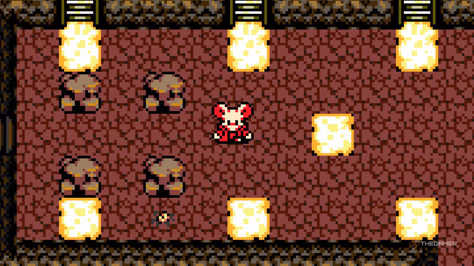 Mina in una fossa di lava nei Western Wilds