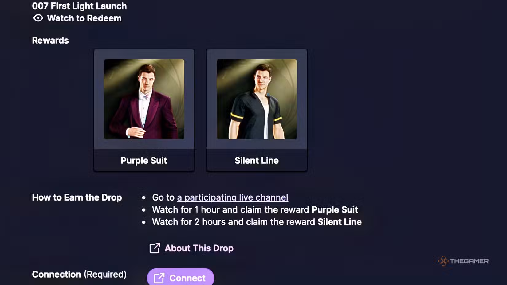 Schermata Twitch con le ricompense di 007 First Light