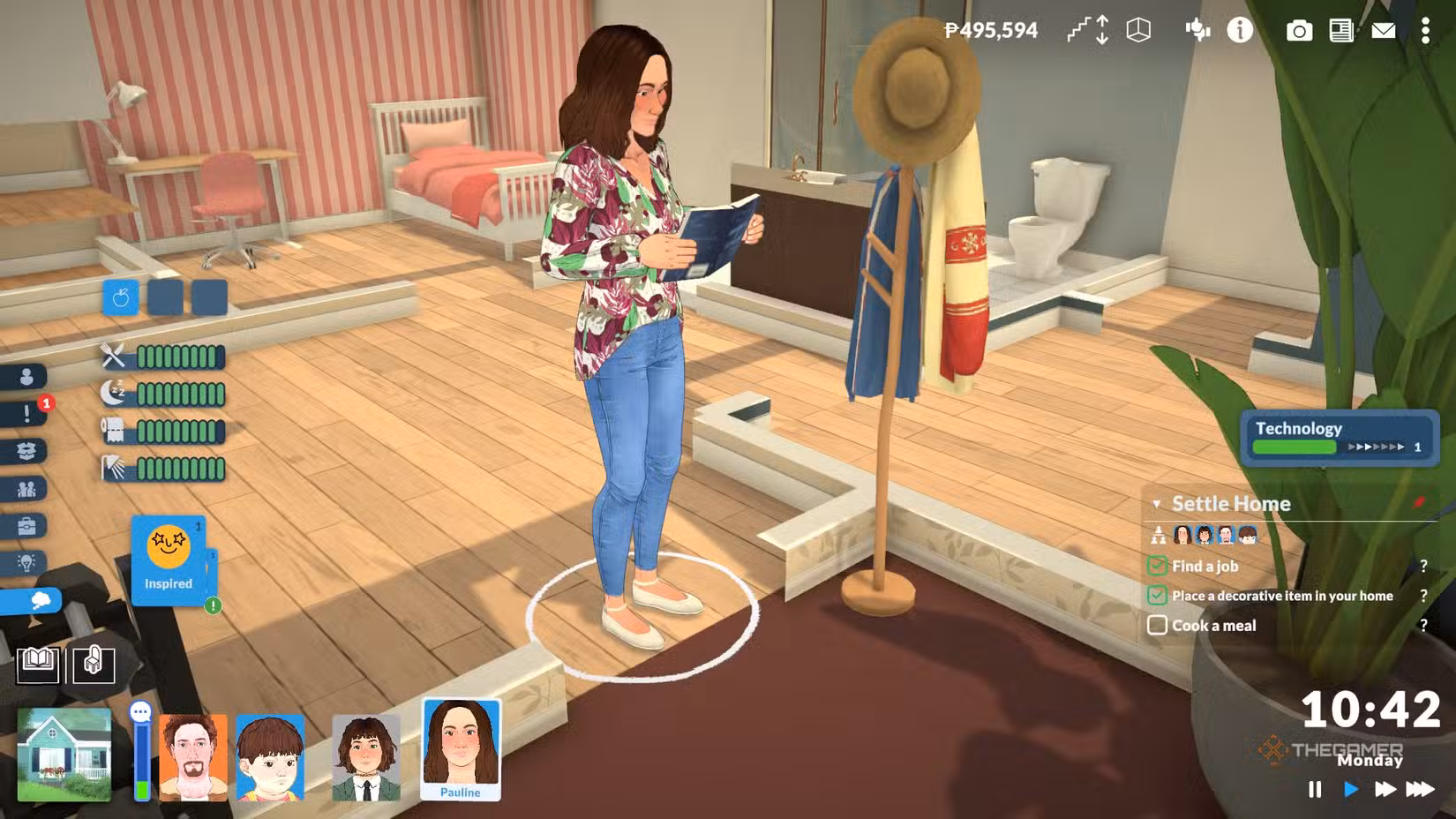 Personaggio di Paralives che studia un libro di tecnologia