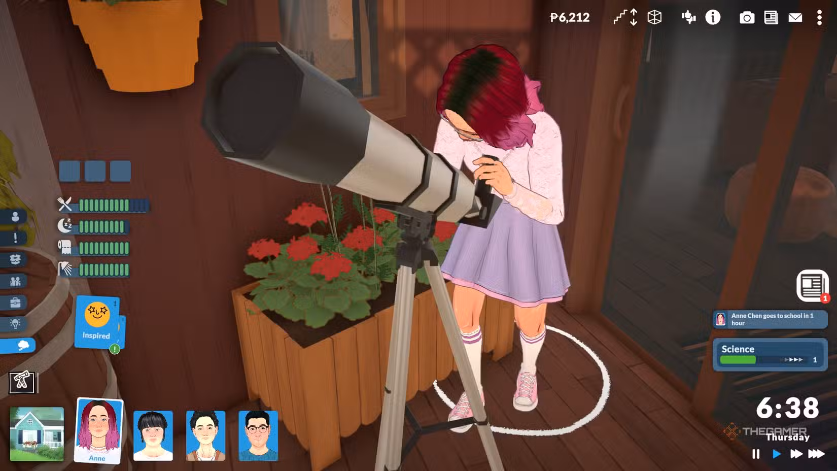Parafolk di Paralives che osserva il cielo con un telescopio