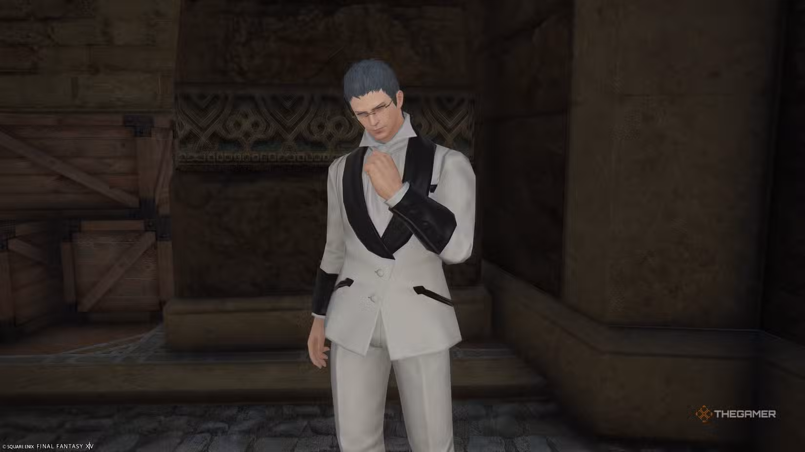 Ollier a Ul'dah durante la missione stagionale di Final Fantasy 14