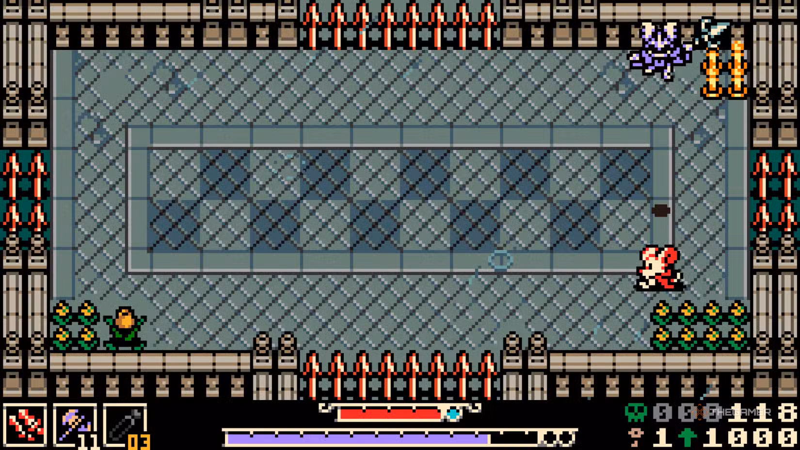 Thorne effettua una serie di salti rapidi verso Mina.