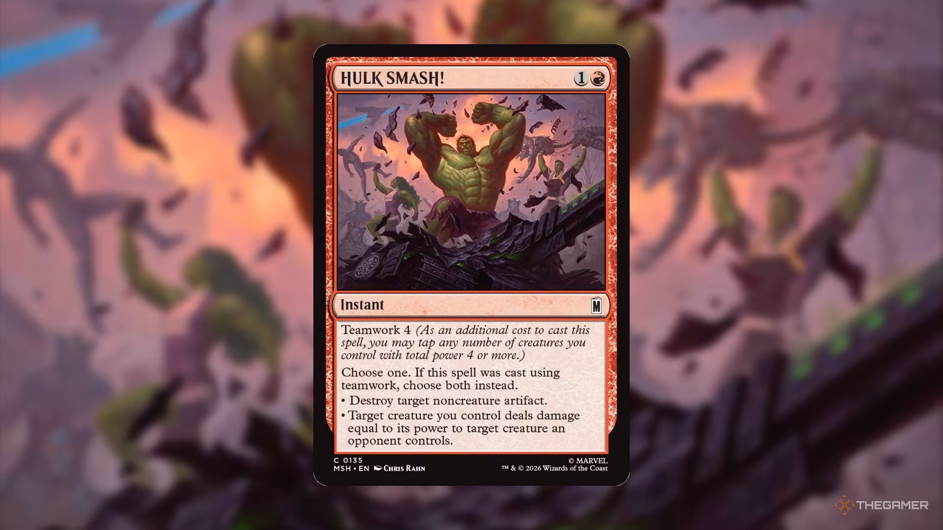 Carta Hulk Smash con meccanica Teamwork X