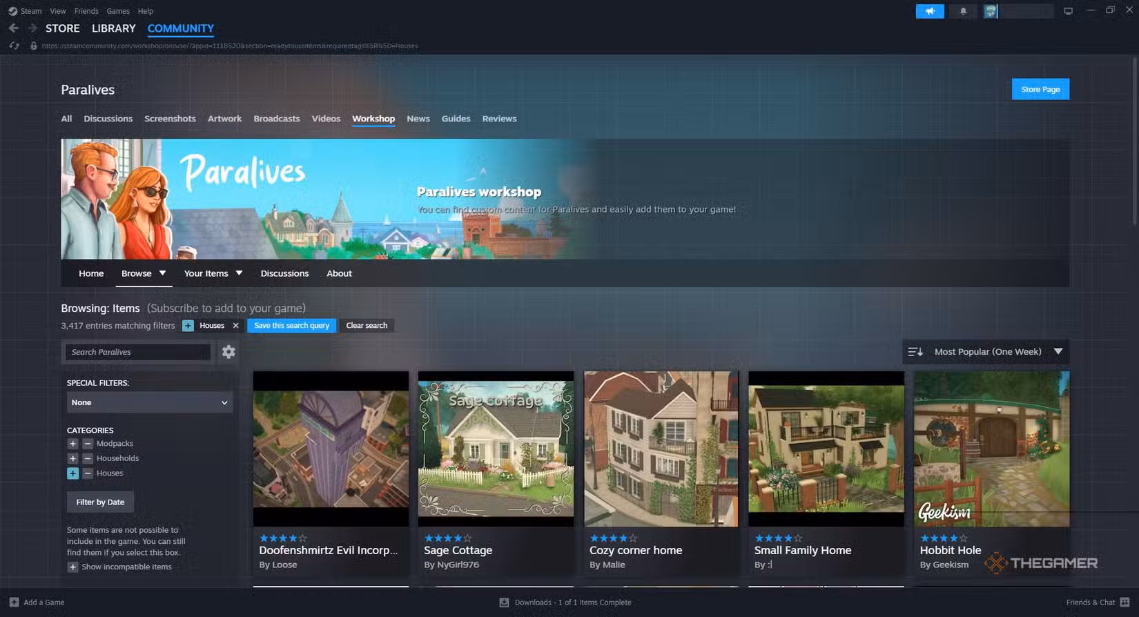 Workshop di Paralives su Steam per scaricare case