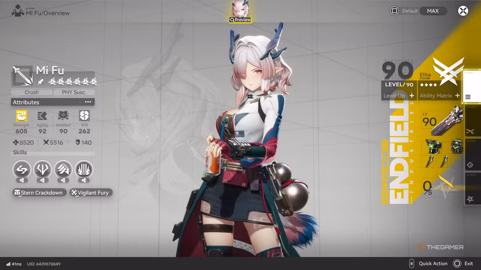 Schermata dell'operatore Mi Fu in Arknights Endfield