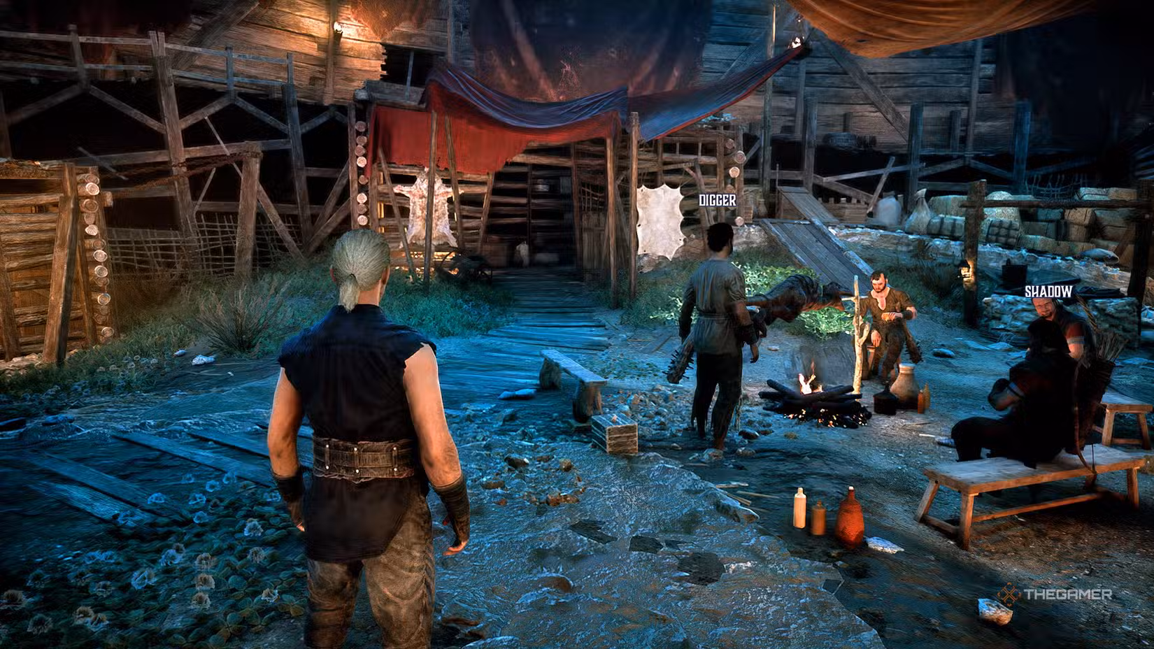 Vista della capanna libera con letto e forzieria in Gothic 1 Remake